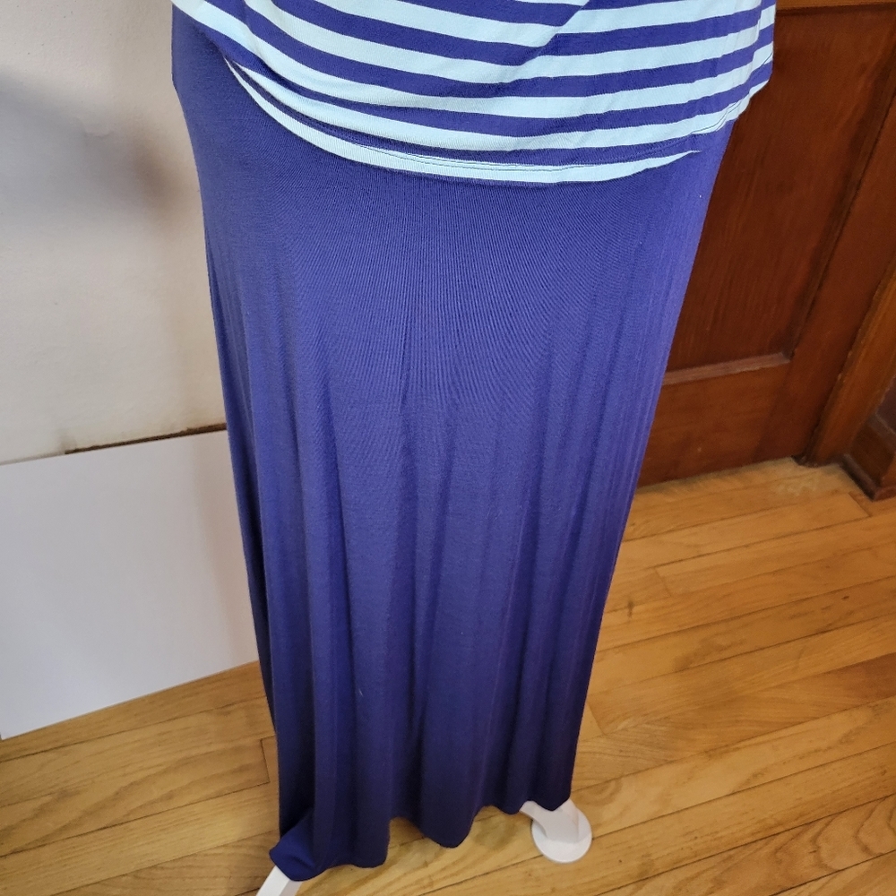 Womans Gap Knit Maxi Dress Loose Striped top attached Navy Dress Size XS - Picture 4 of 12